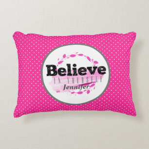 Geloof in jezelf Waterverf roze stippen Accent Kussen