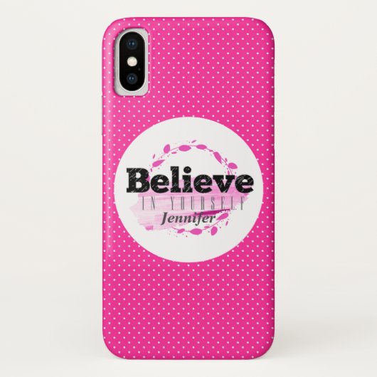 Geloof in jezelf Waterverf roze stippen Case-Mate iPhone Case (Achterkant)