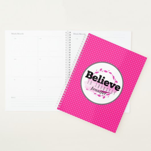 Geloof in jezelf Waterverf roze stippen Planner (Display)