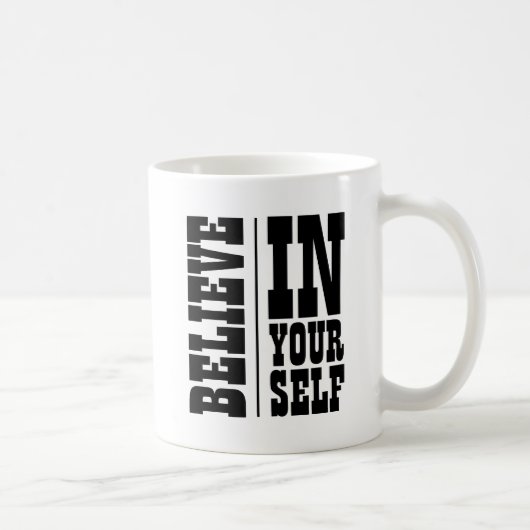 GELOOF IN JEZELF WITTE TYPOGRAFIE KOFFIEMOK (Rechts)