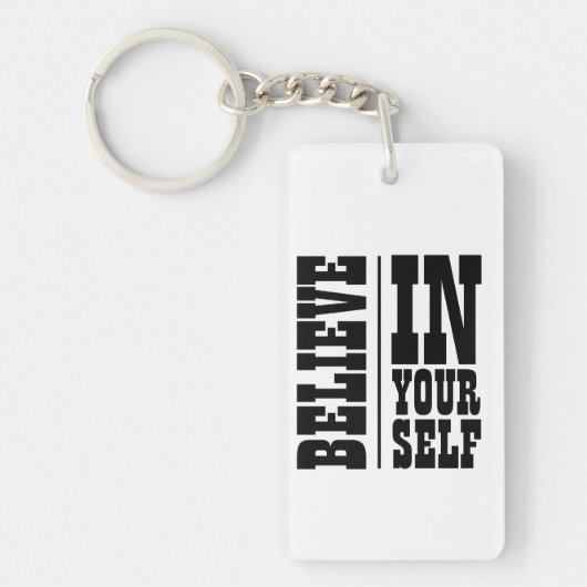GELOOF IN JEZELF WITTE TYPOGRAFIE SLEUTELHANGER (Voorkant)