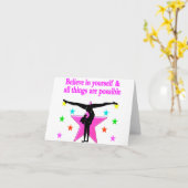 GELOOF IN JULLIE GYMNASTIEK KAART (Gele Bloem)