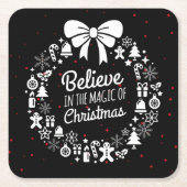 Geloof in kerstfeestdag met kerst kartonnen onderzetters (Voorkant)