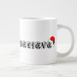 GELOOF IN KERSTMAN HOED KERSTTIJD KERSTAVOND GROTE KOFFIEKOP