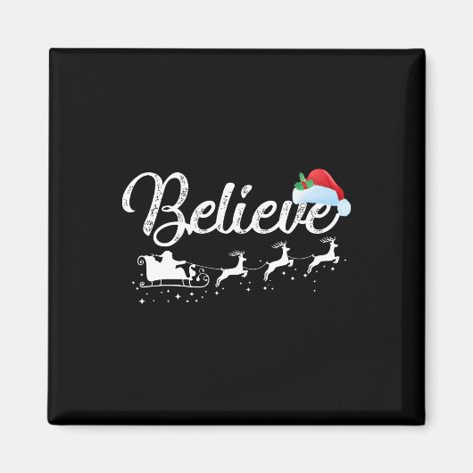 Geloof in Kerstman Kerstman Mannen Vrouwen Meisje  Magneet (Voorkant)