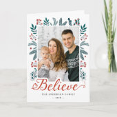 Geloof in Kerstmis Hulst en Pijnboom Bessen Foto Feestdagen Kaart (Voorkant)