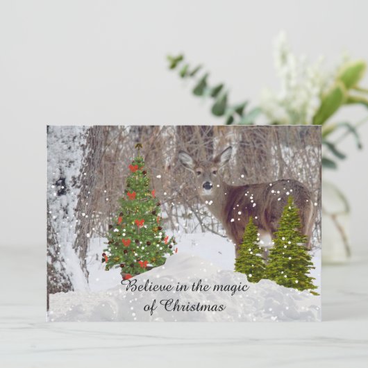 Geloof in Kerstmis Magie Platte Kerstkaart (Staand voorkant)
