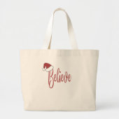 Geloof in Kerstmis met rode kerstmuts Grote Tote Bag (Voorkant)