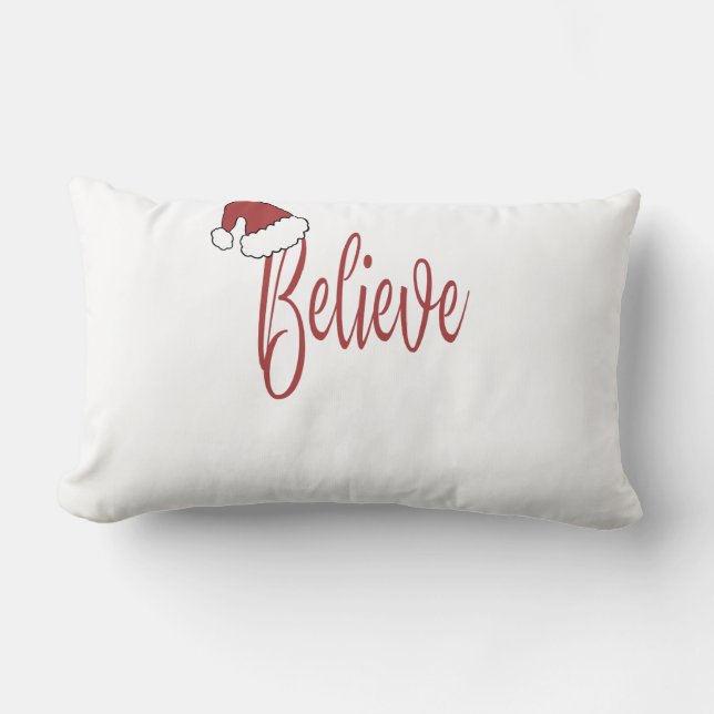 Geloof in Kerstmis met rode kerstmuts Kussen (Voorkant)