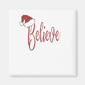 Geloof in Kerstmis met rode kerstmuts Magneet (Voorkant)