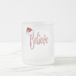 Geloof in Kerstmis met rode kerstmuts Matglas Koffiemok