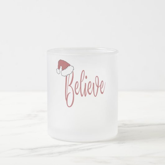 Geloof in Kerstmis met rode kerstmuts Matglas Koffiemok (Center)