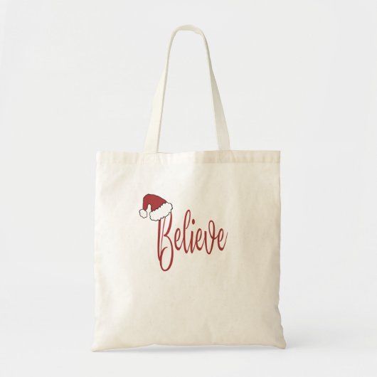 Geloof in Kerstmis met rode kerstmuts Tote Bag (Voorkant)