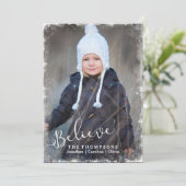 Geloof in Kerstmis Rustieke Sneeuw Vakantie Foto Feestdagenkaart (Staand voorkant)