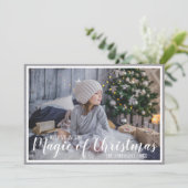 Geloof in Kerstmis Zilver/Blauw Vakantiefoto Feestdagenkaart (Staand voorkant)