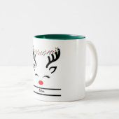 Geloof in kerstrendieren tweekleurige koffiemok (Voorkant rechts)