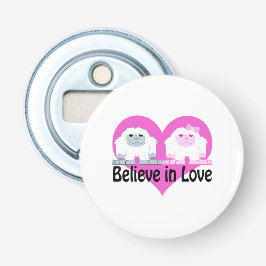 Geloof in liefde! Cute Yetis Button Flesopener