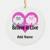 Geloof in liefde! Cute Yetis Keramisch Ornament (Voorkant)