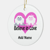 Geloof in liefde! Cute Yetis Keramisch Ornament (Links)