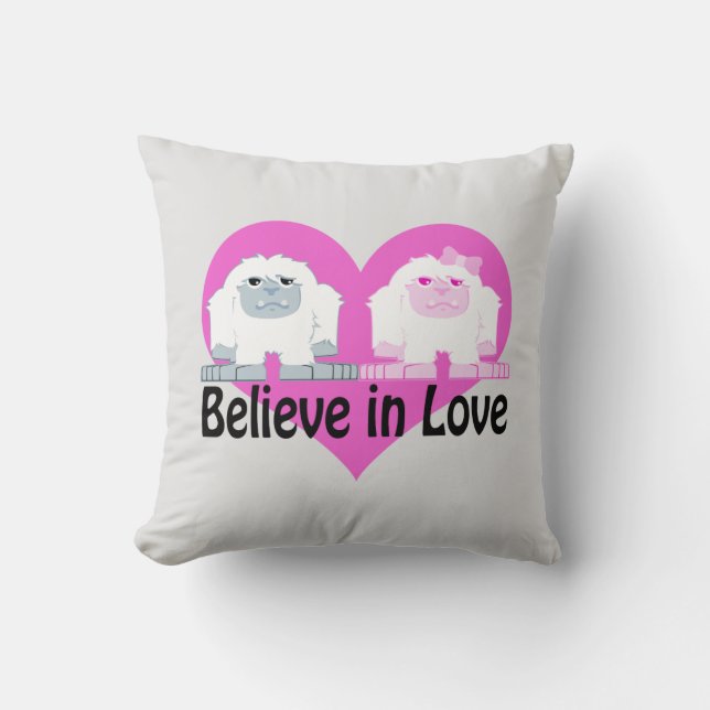 Geloof in liefde! Cute Yetis Kussen (Voorkant)