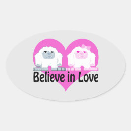 Geloof in liefde! Cute Yetis Ovale Sticker