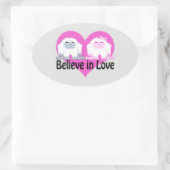 Geloof in liefde! Cute Yetis Ovale Sticker (Tas)