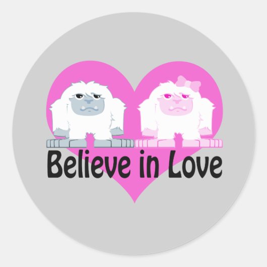 Geloof in liefde! Cute Yetis Ronde Sticker (Voorkant)