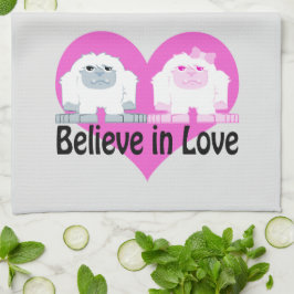 Geloof in liefde! Cute Yetis Theedoek