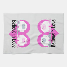 Geloof in liefde! Cute Yetis Theedoek