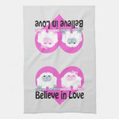 Geloof in liefde! Cute Yetis Theedoek (Verticaal)