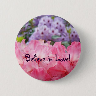 Geloof in liefde! knoppen Roze Paarse Rhodie Bloem Ronde Button 5,7 Cm