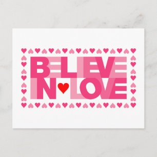 Geloof in liefde (roze) briefkaart