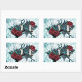 Geloof in Liefde Rozen en cross art op blauwe basi Rechthoekige Sticker (Vel)