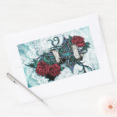 Geloof in Liefde Rozen en cross art op blauwe basi Rechthoekige Sticker (Envelop)