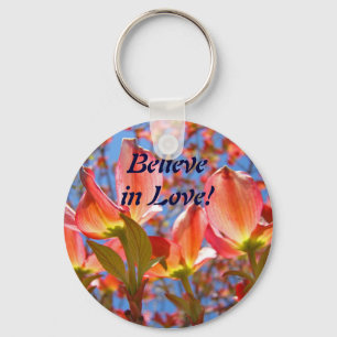 Geloof in Liefde! sleutelhanger Roze Dogwood Bloem