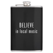 Geloof in lokale muziek heupfles (Voorkant)