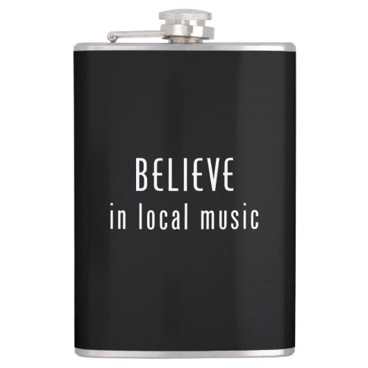 Geloof in lokale muziek heupfles (Voorkant)