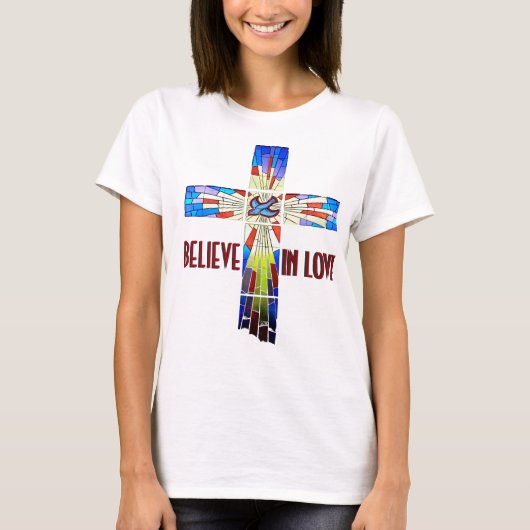Geloof in Love Glas in lood Cross Shirt (Voorkant)