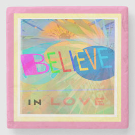 Geloof in Love Moderne Layered Art Stone Onderzett Stenen Onderzetter