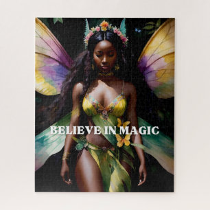 Geloof in Magic Black Fairy Meisje Waterverf Kunst Legpuzzel