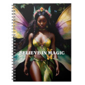 Geloof in Magic Black Fairy Meisje Waterverf Kunst Notitieboek (Voorkant)