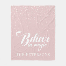 Geloof in Magic Blush Pink Fleece Deken