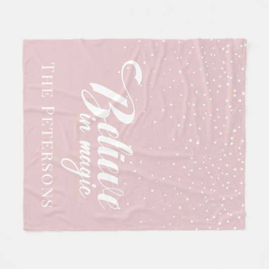 Geloof in Magic Blush Pink Fleece Deken (Voorkant (Horizontaal))