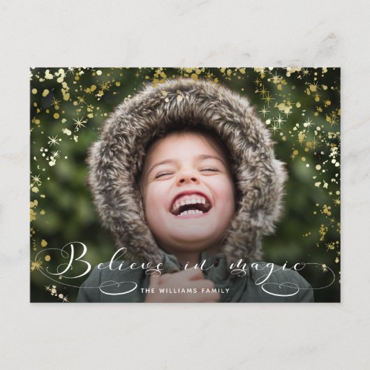 Geloof in Magic Calligraphy & Gold Sparkles Briefkaart (Voorkant)