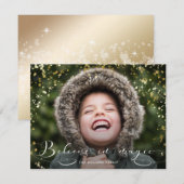 Geloof in Magic Calligraphy & Gold Sparkles Feestdagenkaart (Voorkant / Achterkant)