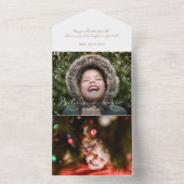 Geloof in Magic Calligraphy & Gold Sparkles Photo All In One Uitnodiging (Binnen)