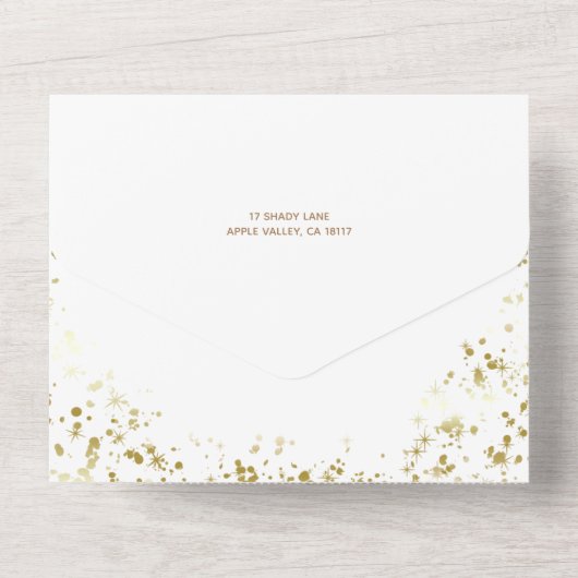 Geloof in Magic Calligraphy & Gold Sparkles Photo All In One Uitnodiging (Achterkant)