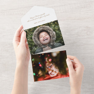 Geloof in Magic Calligraphy & Gold Sparkles Photo All In One Uitnodiging