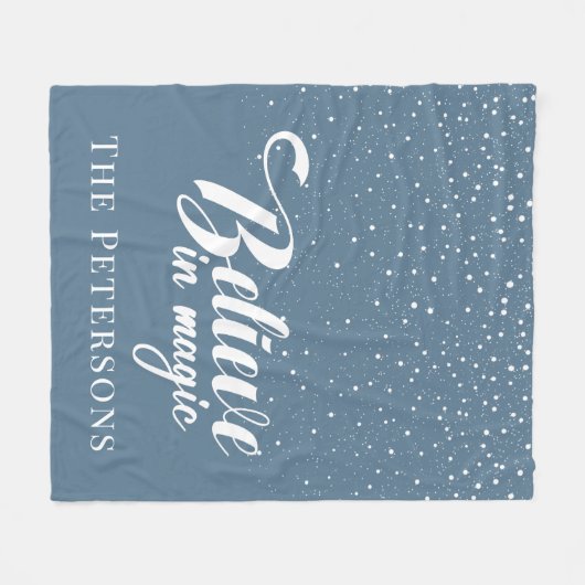 Geloof in Magic Dusty Blue Fleece Deken (Voorkant (Horizontaal))