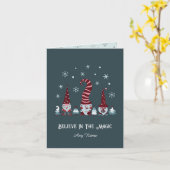 Geloof in Magic Gnome Christmas Kaart (Gele Bloem)